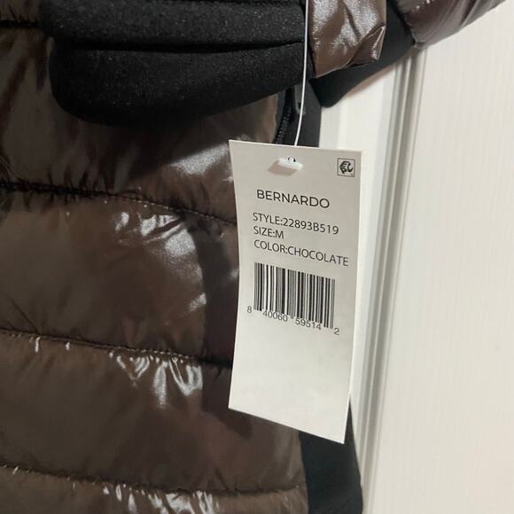 Bernardo Chocolate Hooded Water Resistant Packable Puffer Jacket, Sz M -- NWT - Picture 9 of 16